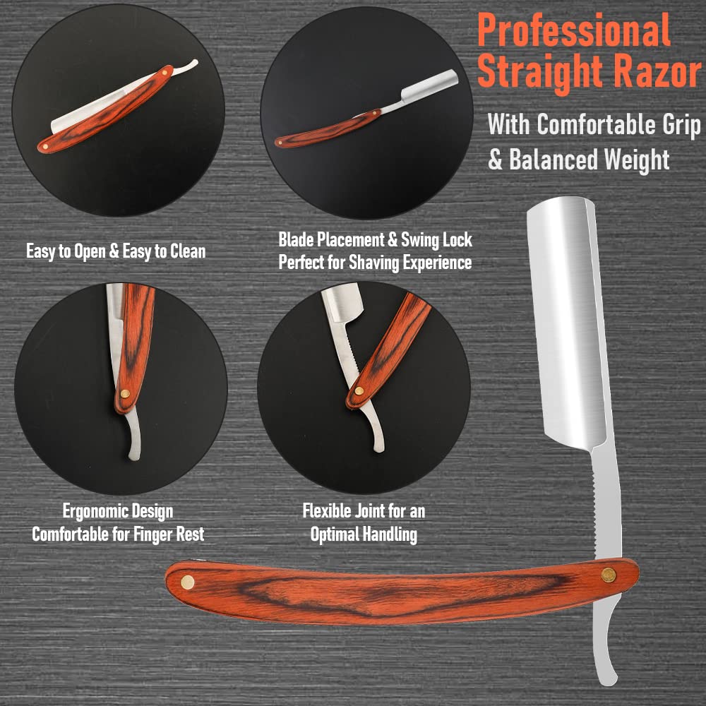 Straight Razor For Shaving Professional Straight Edge Barber Razor Premium Stainless Steel Shaver 5