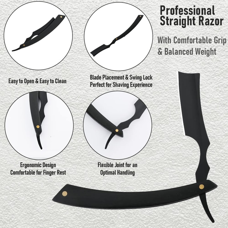 Straight Razor Blade For Shaving Professional Straight Edge Barber Razor Premium Stainless Steel S 5