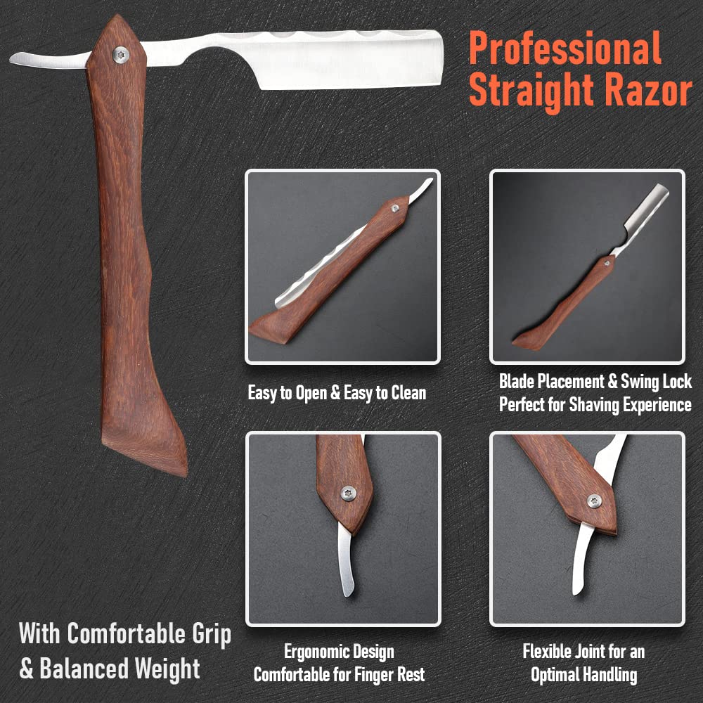 Straight Sharp Razor With Strope Professional Straight Edge Barber Razor Premium Stainless Steel S 5