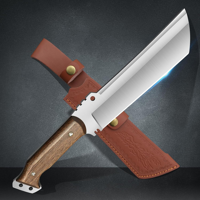 138 Inch Outdoor Hunting Knife With Sheath Fixed Blade Knives Survival Machete For Cutting Trees Fo 0