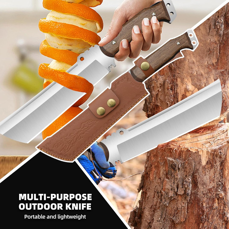 138 Inch Outdoor Hunting Knife With Sheath Fixed Blade Knives Survival Machete For Cutting Trees Fo 2