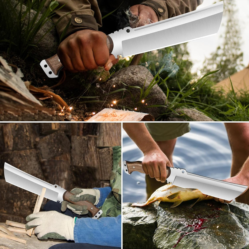 138 Inch Outdoor Hunting Knife With Sheath Fixed Blade Knives Survival Machete For Cutting Trees Fo 5