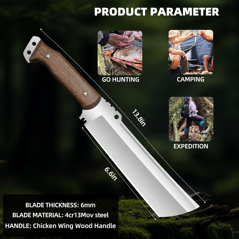 138 Inch Outdoor Hunting Knife With Sheath Fixed Blade Knives Survival Machete For Cutting Trees Fo 6