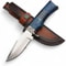 Hunting Knife For Men Genuine Leather Sheath Blue Micarta Handle Long Bowie Knives For Survival 0