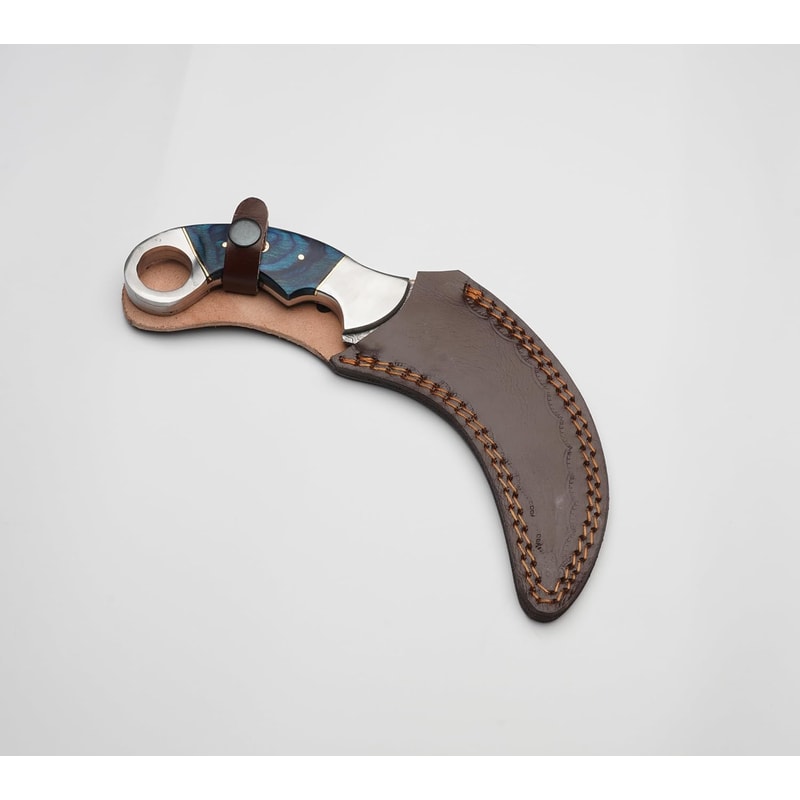 Karambit Knife Blue And Silver Handle Damascus Steel Blade Unique Blue And Silver Design For A S 5