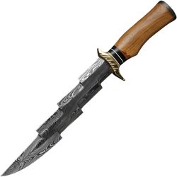 14 inches damascus dagger knife with sheath | handcrafted zigzag design | fixed blade knife | knife collection