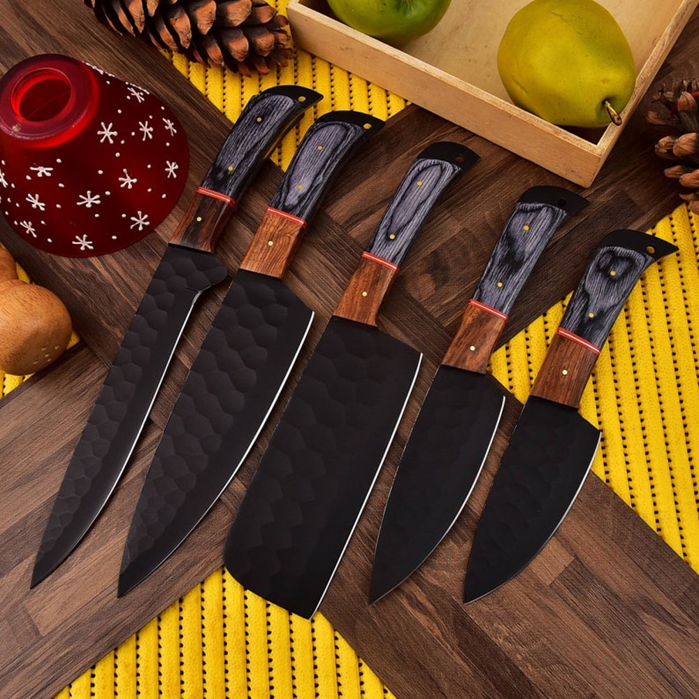 Hand Forged Steel Chef Knife Set Of 5 Knives