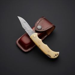 custom handmade | damascus steel pocket knife | gift for him | collectible | durable everyday carry custom knife