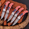 Lot Of 5 Handmade Damascus Steel Folding Knife SS17515 5 Pcs Lot Red And Blue Gift For Men 1