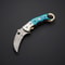 THE KARAMBIT Folding Knife Custom Handmade Everyday Carry Pocket Knife Utility Knife Blue Dyed 1