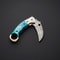THE KARAMBIT Folding Knife Custom Handmade Everyday Carry Pocket Knife Utility Knife Blue Dyed 3