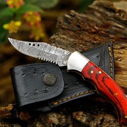 handmade folding knife, damascus folding knife, pocket knife, hunting knife, gift for men, anniversary gift, best gift