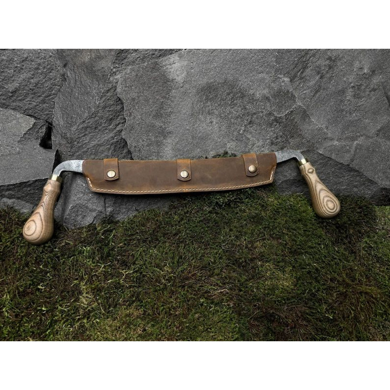 Big Drawknife With Leather Case Wood Carving Knife Spoons Bowls Carving Drawknife Carpentry Knife H