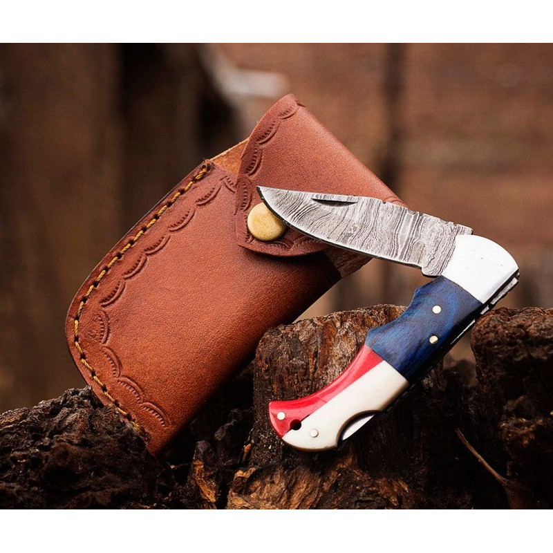 Personalized Handmade Damascus Pocket Folding Knife
