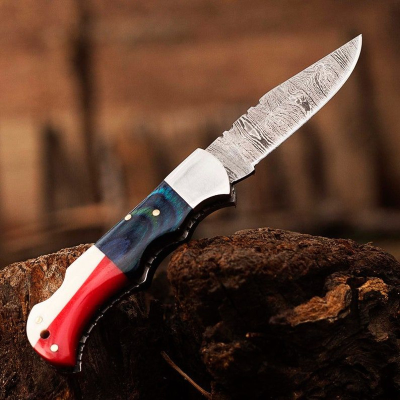 Personalized Handmade Damascus Pocket Folding Knife