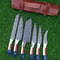 Custom Handmade Damascus Kitchen Knife Set With Texas Flag Handle Gift Knife Sets Anniversary Gifts 0