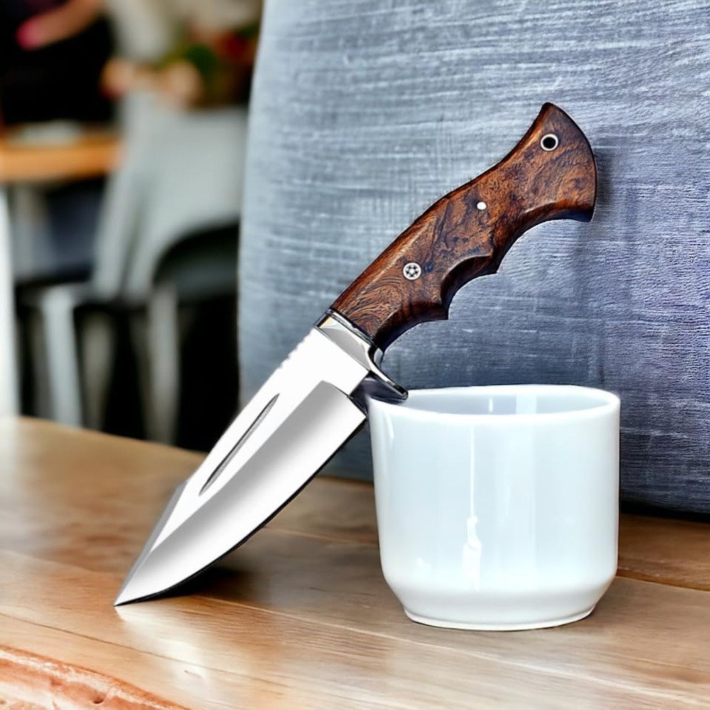 Handmade Hunting Knife 10 Bushcraft Fixed Blade EDC Knife With D2 Steel Blade Walnut Wood Handle L 0