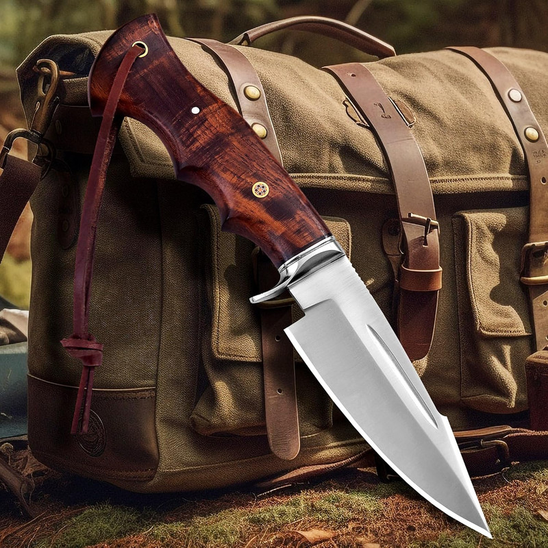 Handmade Hunting Knife 10 Bushcraft Fixed Blade EDC Knife With D2 Steel Blade Walnut Wood Handle L 3