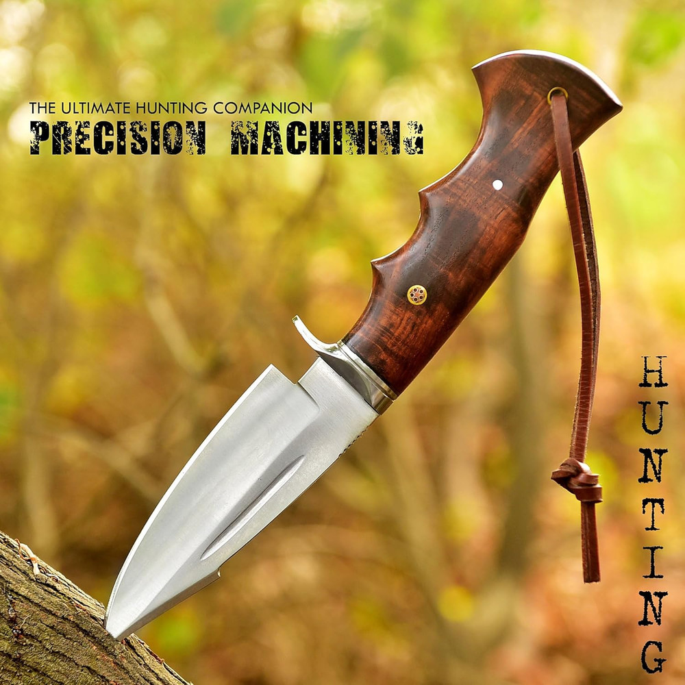 Handmade Hunting Knife 10 Bushcraft Fixed Blade EDC Knife With D2 Steel Blade Walnut Wood Handle L 4