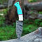 Handmade Damascus Steel Knife Pocket Knife Hunting Knife Camping Knife Buffalo Horn Handle Gift For 1