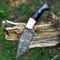 Handmade Damascus Hunting Knife With Sheath Tactical Bushcraft Knife Camping Gift For Husband Survi 1