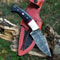 Handmade Damascus Hunting Knife With Sheath Tactical Bushcraft Knife Camping Gift For Husband Survi 7