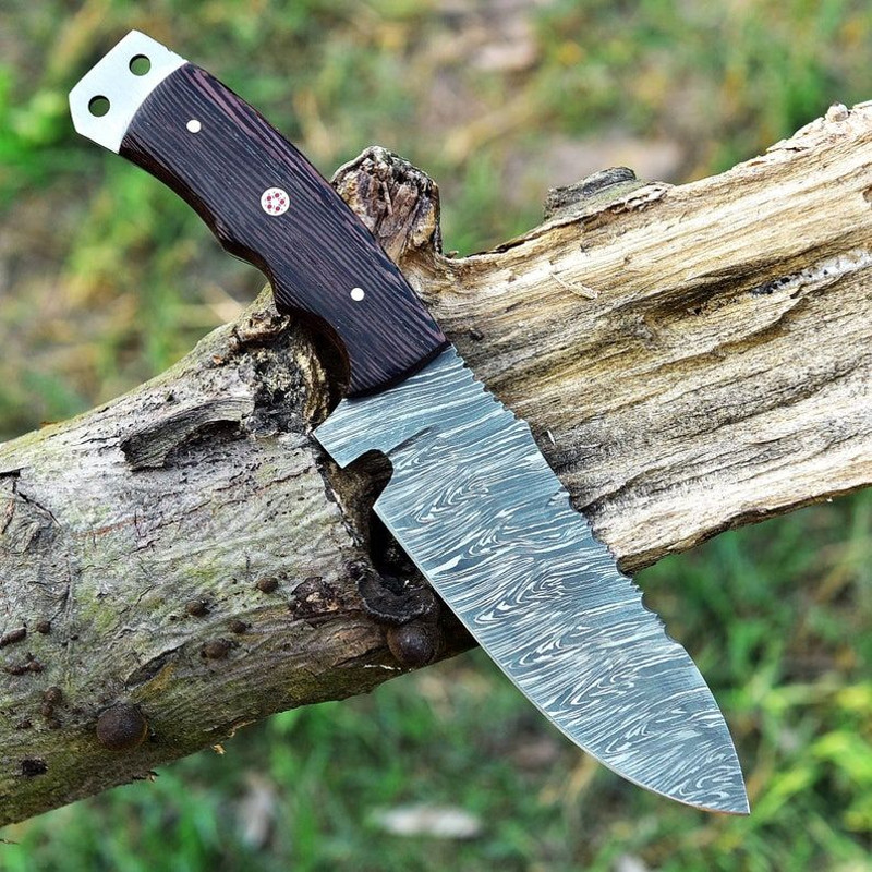 Damascus Steel Knife Hand Forged Tracker Knife Pocket Knife Fixed Blade Knife Anniversary Gift Gift 7