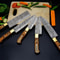 5 Pcs Damascus Chef Knife Set Damascus Steel Kitchen Knives With Wooden Block Christmas Gift Thanks