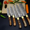 5 Pcs Damascus Chef Knife Set Damascus Steel Kitchen Knives With Wooden Block Christmas Gift Thanks