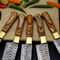 5 Pcs Damascus Chef Knife Set Damascus Steel Kitchen Knives With Wooden Block Christmas Gift Thanks
