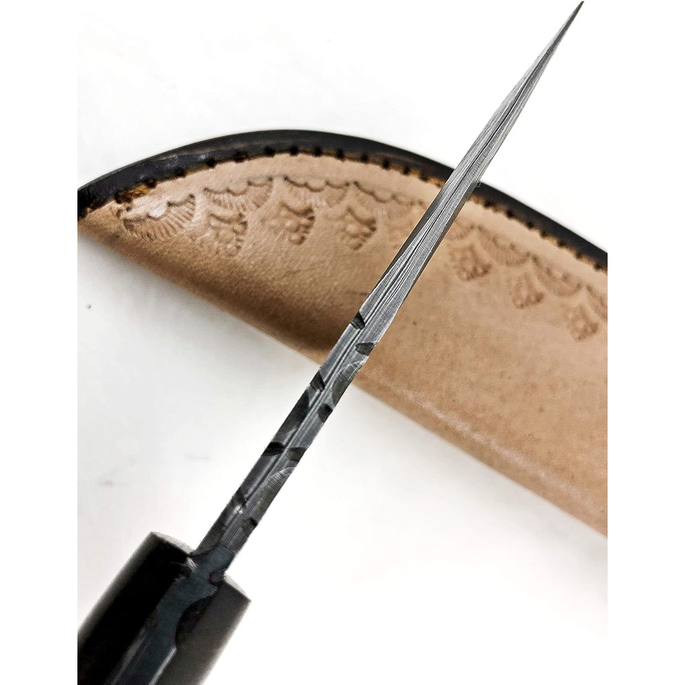 85 INCH Fixed Blade Black Horn And Rose Wood Custom Handmade Damascus Knife 2