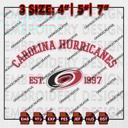 nhl carolina hurricanes est logo embroidery files, nhl logo embroidery design, carolina embroidery, digital download