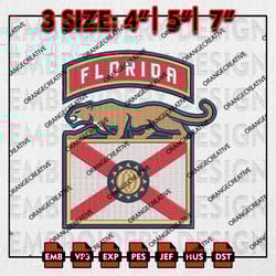 florida panthers word mascot logo embroidery files, nhl logo embroidery design, panthers machine embroidery file