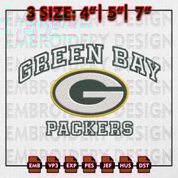 green bay packers embroidery design, nfl team embroidery files, nfl packers logo, machine embroidery pattern