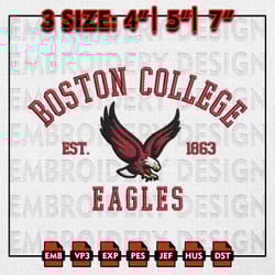 boston college eagles embroidery files, ncaa embroidery designs, ncaa boston college eagles machine embroidery pattern