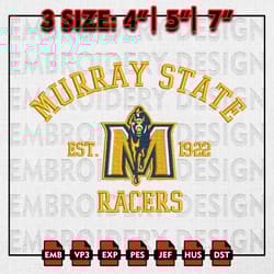 murray state racers embroidery files, ncaa embroidery designs, ncaa murray state racers machine embroidery pattern