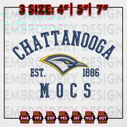 ncaa chattanooga mocs embroidery files, ncaa embroidery designs, chattanooga mocs machine embroidery pattern