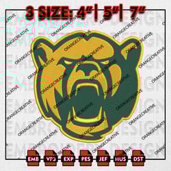 baylor bears logo embroidery file, ncaa embroidery design, baylor bears machine embroidery, ncaa design