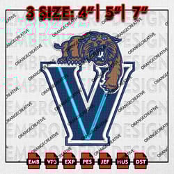 villanova wildcats ncaa logo emb files, ncaa embroidery designs, 3 size, ncaa villanova machine embroidery digital