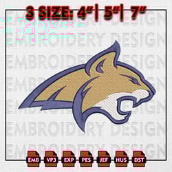 montana state bobcats embroidery files, ncaa d1 teams embroidery designs, ncaa montana state, machine embroidery pattern