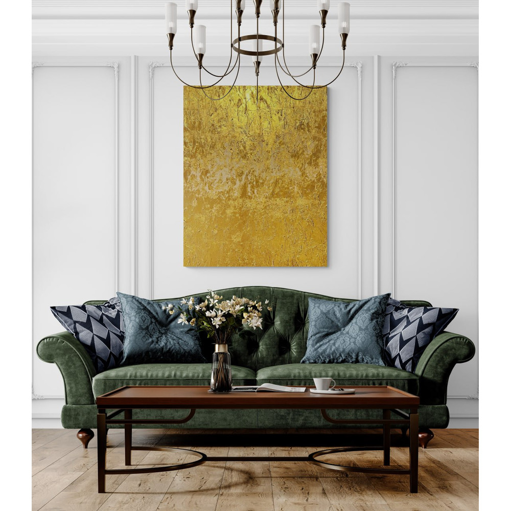 Gold Leaf Abstract Modern Acrylic Painting On Canvas Large Gold Leaf Abstract Painting Original Abs 1