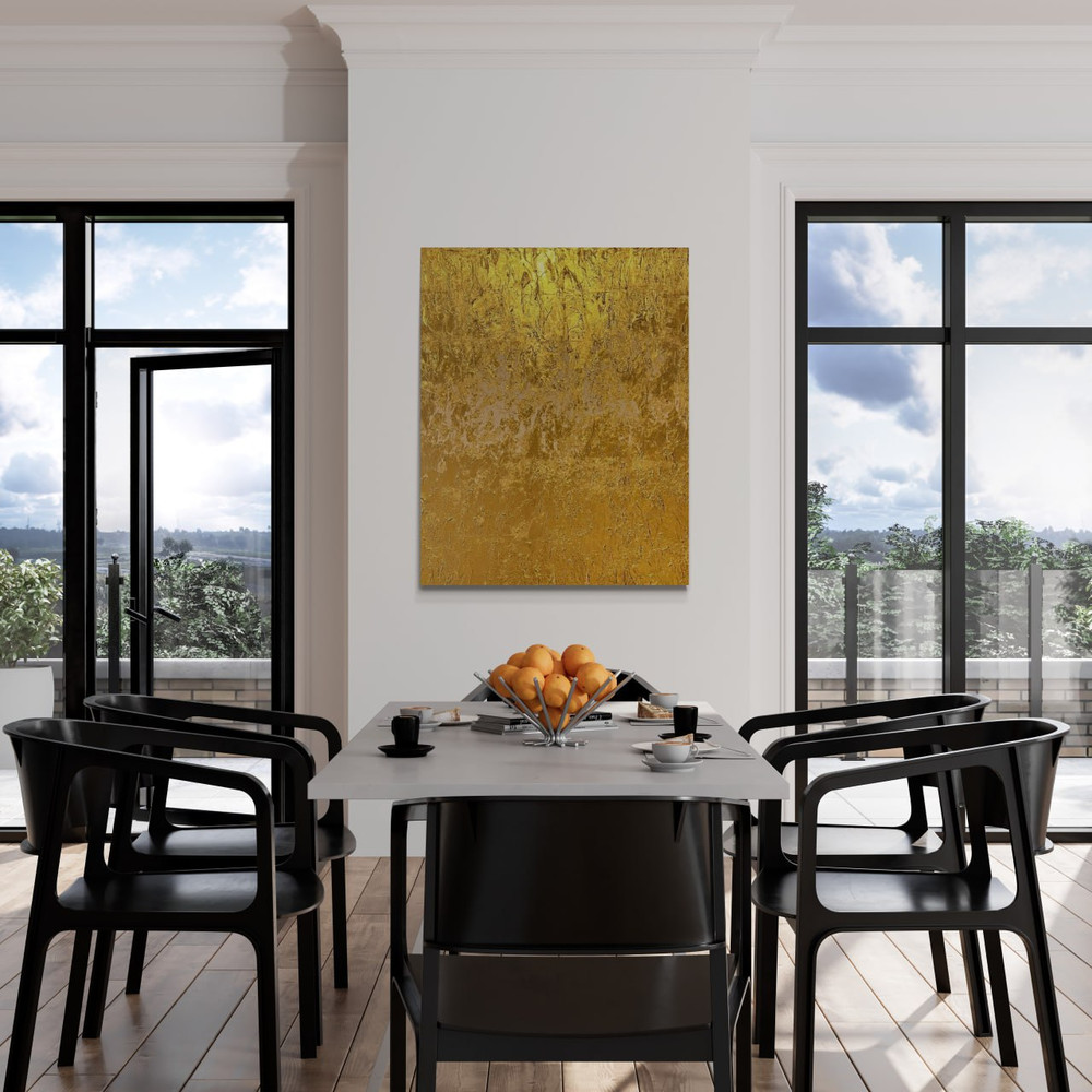 Gold Leaf Abstract Modern Acrylic Painting On Canvas Large Gold Leaf Abstract Painting Original Abs 5