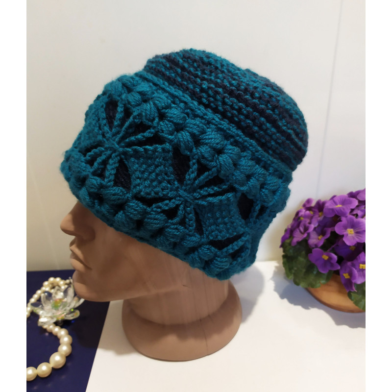 Colorful Beanie Hat Multicolor Bulky Handmade Women Boho Hat Crochet Winter Hat 1