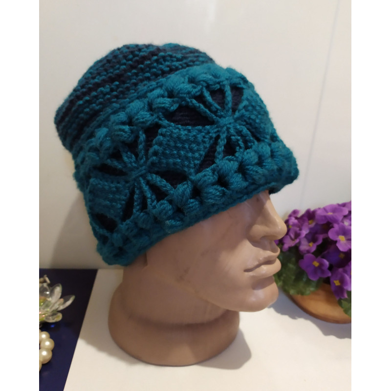 Colorful Beanie Hat Multicolor Bulky Handmade Women Boho Hat Crochet Winter Hat 2