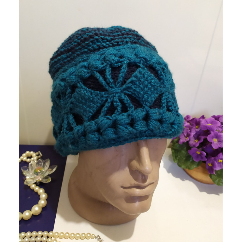 Colorful Beanie Hat Multicolor Bulky Handmade Women Boho Hat Crochet Winter Hat 3