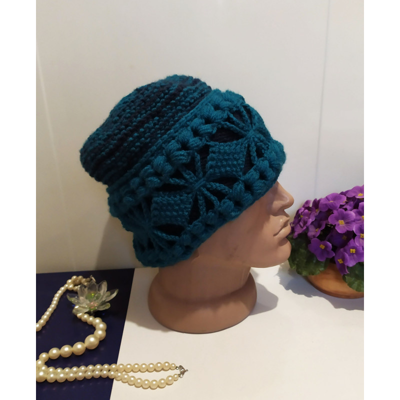 Colorful Beanie Hat Multicolor Bulky Handmade Women Boho Hat Crochet Winter Hat 6