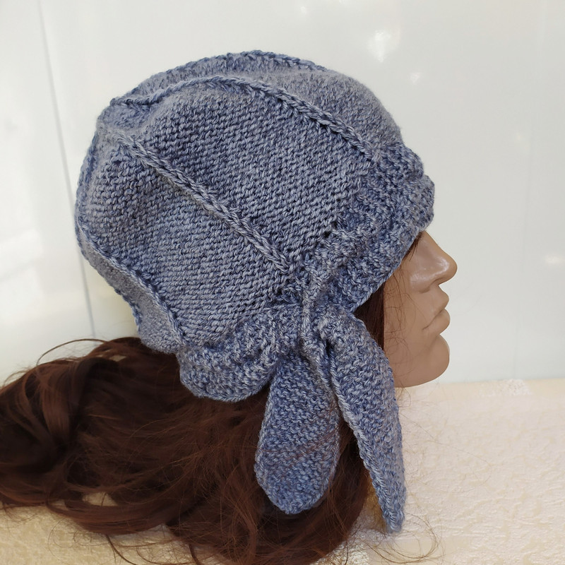 Womens Hat With Ties Melange Slouchy Beanie Knitted Colorful Hat FallWinter Beanie Outdoorsy Choose 0