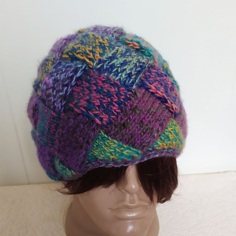 Colorful Beanie Hat Gradient Patchwork Hat Slouchy Hat Handknitted Women Multicolor Beanie Winter W 3