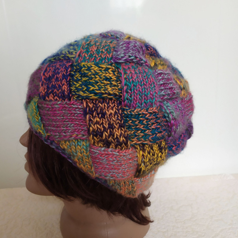 Colorful Beanie Hat Gradient Patchwork Hat Slouchy Hat Handknitted Women Multicolor Beanie Winter W 5