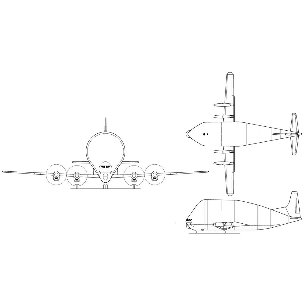 3 Aero Spacelines 377SG Super Guppy 3 View Svg Vector File 0